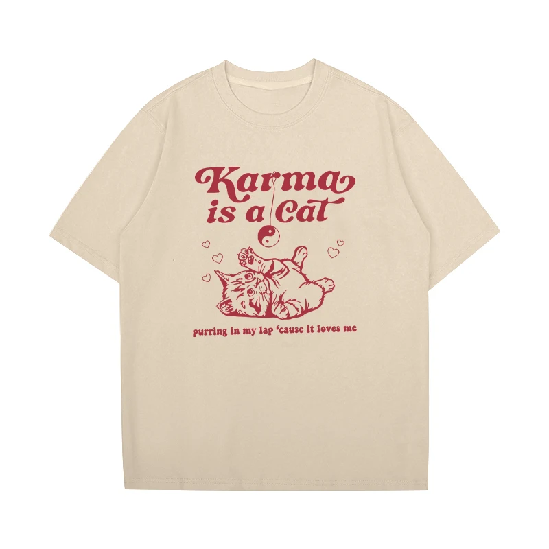 Harajuku Fashion Karma Is A Cat Taylor Midnights Album printed short sleeve T-shirts Men Women Summer Cotton Casual Tops Unisex - Image 6