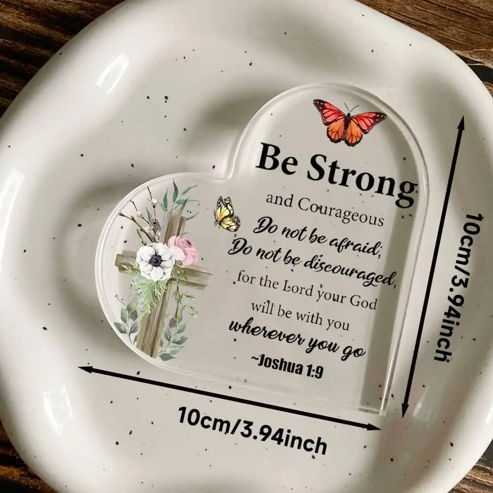 Joshua 1:9 Metal Inspirational Wall Art Sign - Brave Courage Motivational Decor for Office Photography Prop, Bible Verse Gift fo
