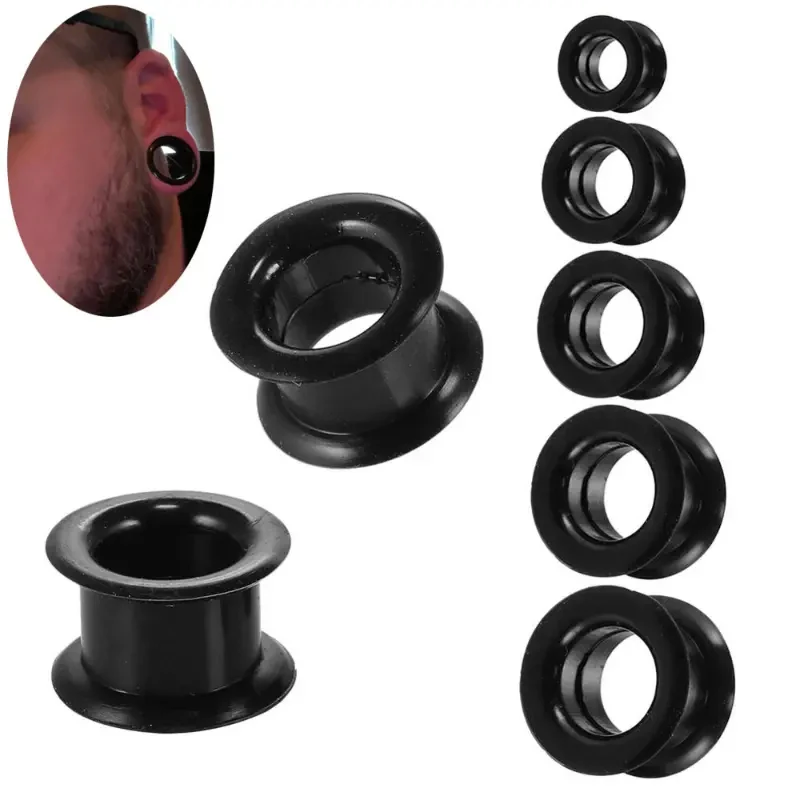 2 stücke Hohl Dicke Silikon Flexible Double Flared Flesh Ohr Tunnel Plugs Gauge Expander Bahren Piercing Schmuck 3mm-28mm