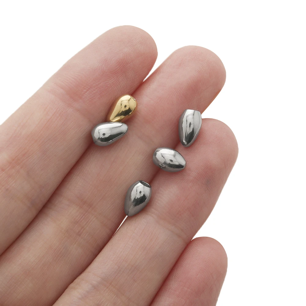 20pcs Stainless Steel End Caps Smooth Oval Loose Beads End Tips For DIY Crafts Earrings Necklace Bracelets Jewelry Making