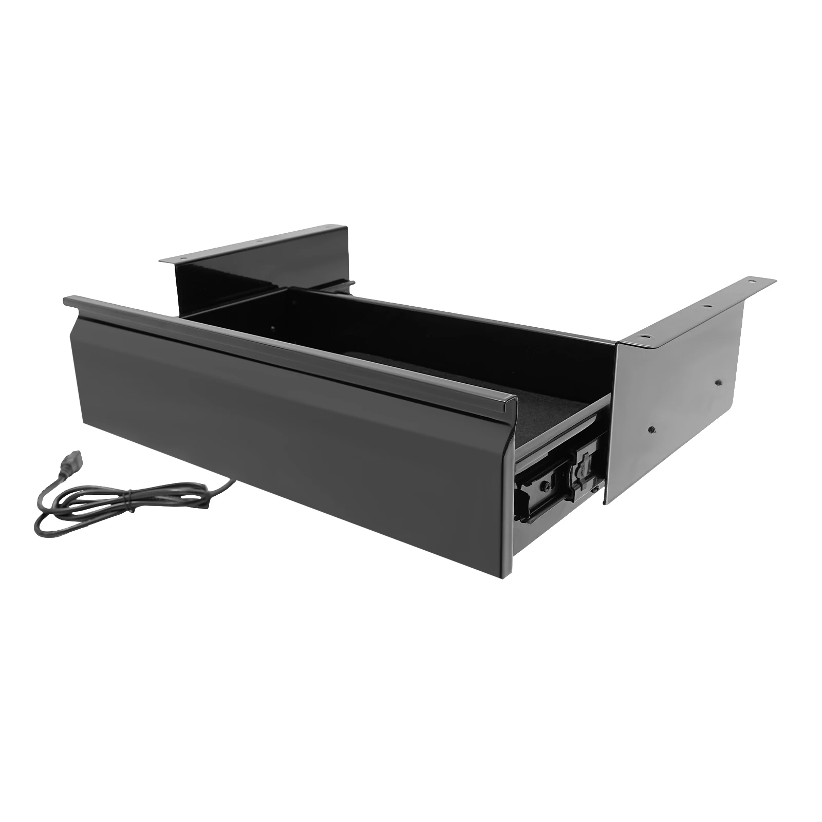 Under Desk Mounted Sliding Drawer with Power Strip, 1500W 2 USB Type-C, Storage Organizer for Office Home