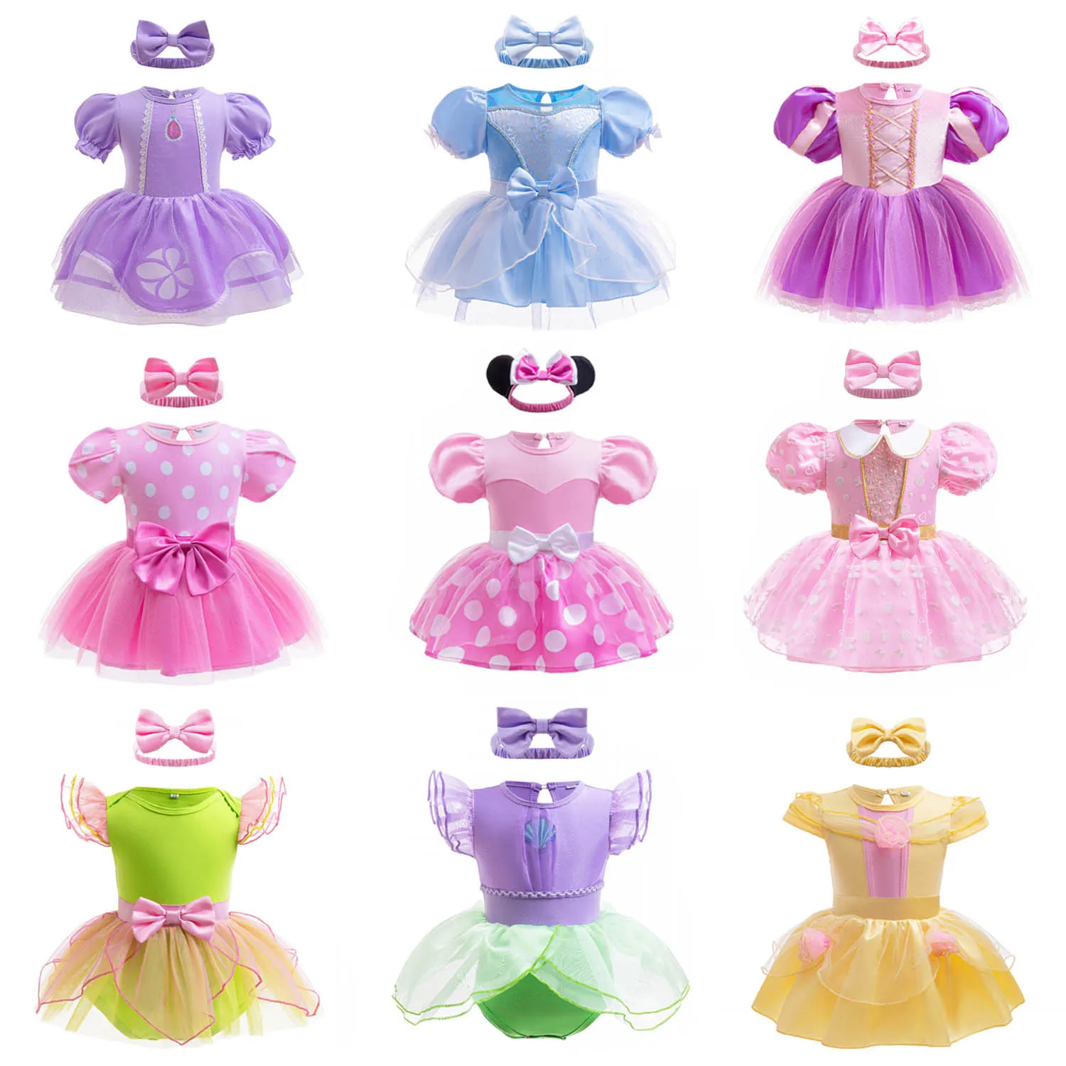 Baby Girls Princess Sofia Outfit Anna Elza Infant Baby Tutu Dress Kids Girls Costume Romper Aurora Belle Clothes Costumes Dress