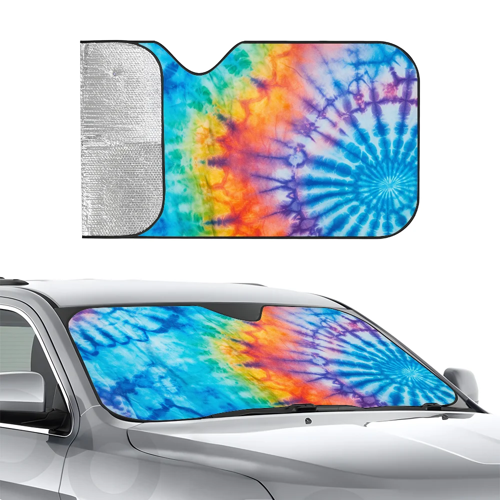 

Красочный узор Tie Dye Автомобиль SunSha Трехслойная изоляция Переднее лобовое стекло автомобиля Солнце Ша Блоки на присоске УФ-лучи Солнце