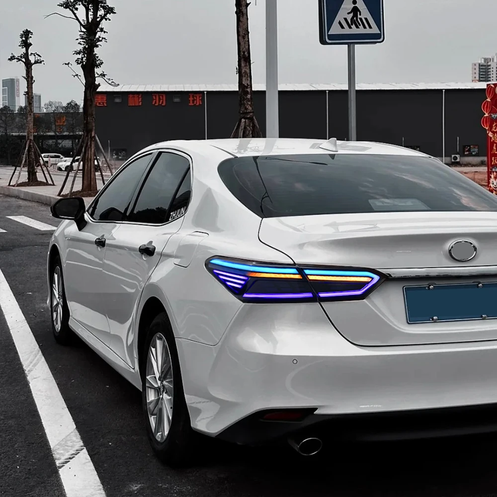 RGB مصباح ليد خلفي لتويوتا كامري SE LE XSE XLE TRD 2018 - 2023 مجموعة الضوء الخلفي مع إشارة الانعطاف المتتابعة 1 زوج مصباح خلفي #5