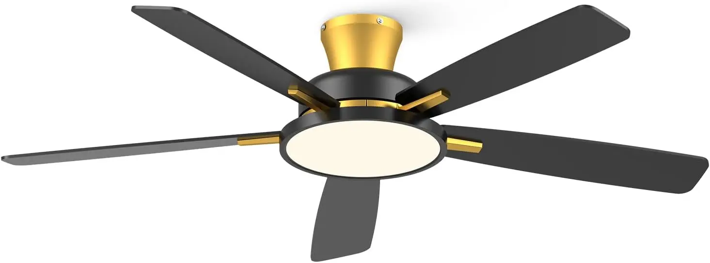 inch Ceiling Fans with Lights and Remote,Ultra Silent low profile Ceiling Fan with Three Color Temperature and Dimmabl