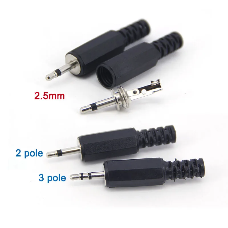 2.5mm Male jack 2 3 tiang 2.5 Audio Stereo kabel Plug pengelasan konektor colokan untuk perbaikan Headset ponsel E1