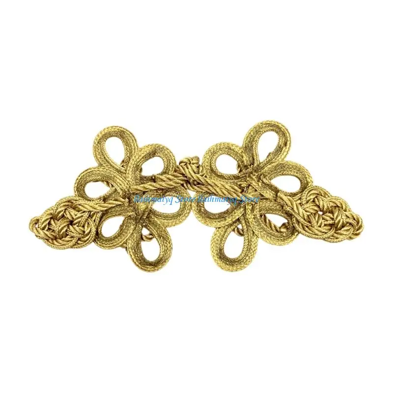 573B Ornamental Garment Clasp with Gold Tone Braided Cord for Sewing Projects Clothing Trim Costume Accent and Craft
