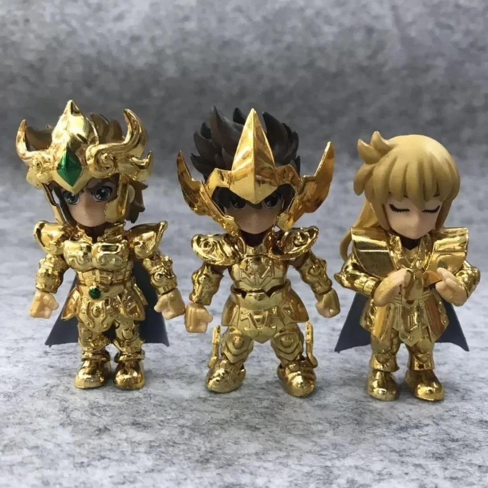 In Stock Q Version Of Saint Seiya Cartoon Figure Leo Sagittarius Virgo Joints Are Movable Model Ornaments Toy Christmas Gift