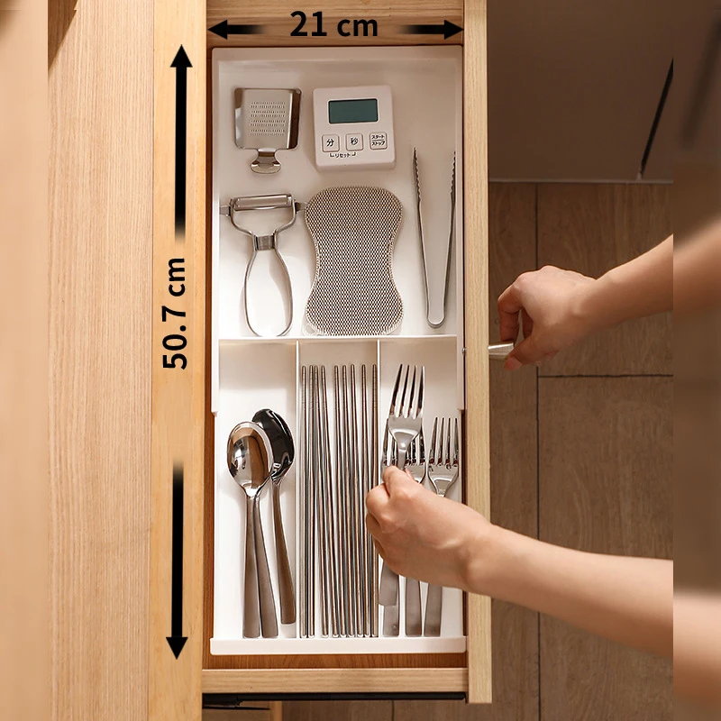 Kitchen Cabinet Drawer Organizer Stretchable Multifunctional Kitchen Utensils Storage Tray Kitchenware Classified Organizer Tray