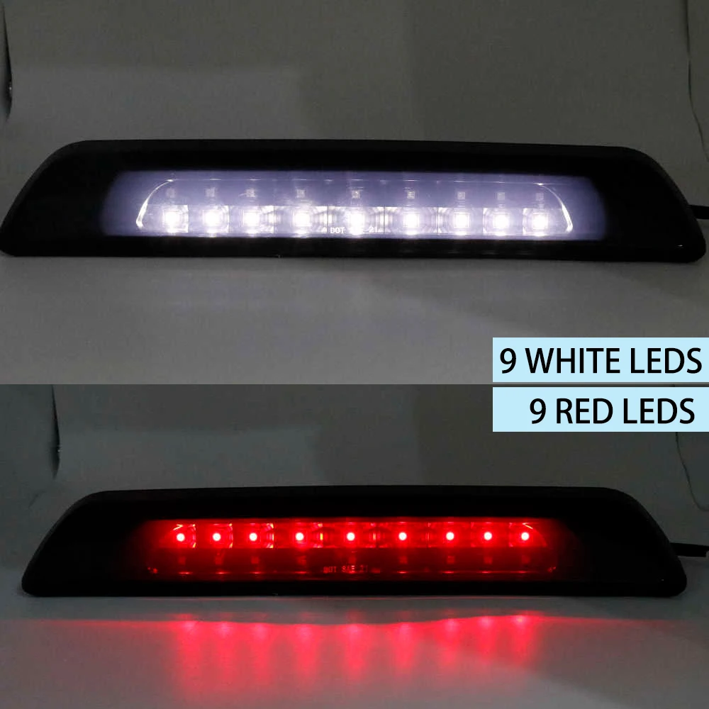 High-Level Brake Light Smoked Lens High Mount LED 3rd Third Brake Stop Light For Toyota Tundra 2007-2018 12V Red and White Light