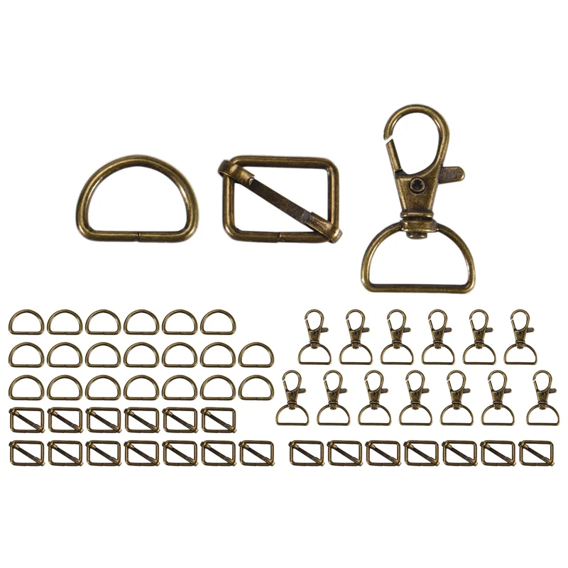 

56Pcs Keychain Hooks With D Rings Set Purse Hardware For Bag Making Lanyard Snap Hooks Swivel Clasps With Slide Buckle