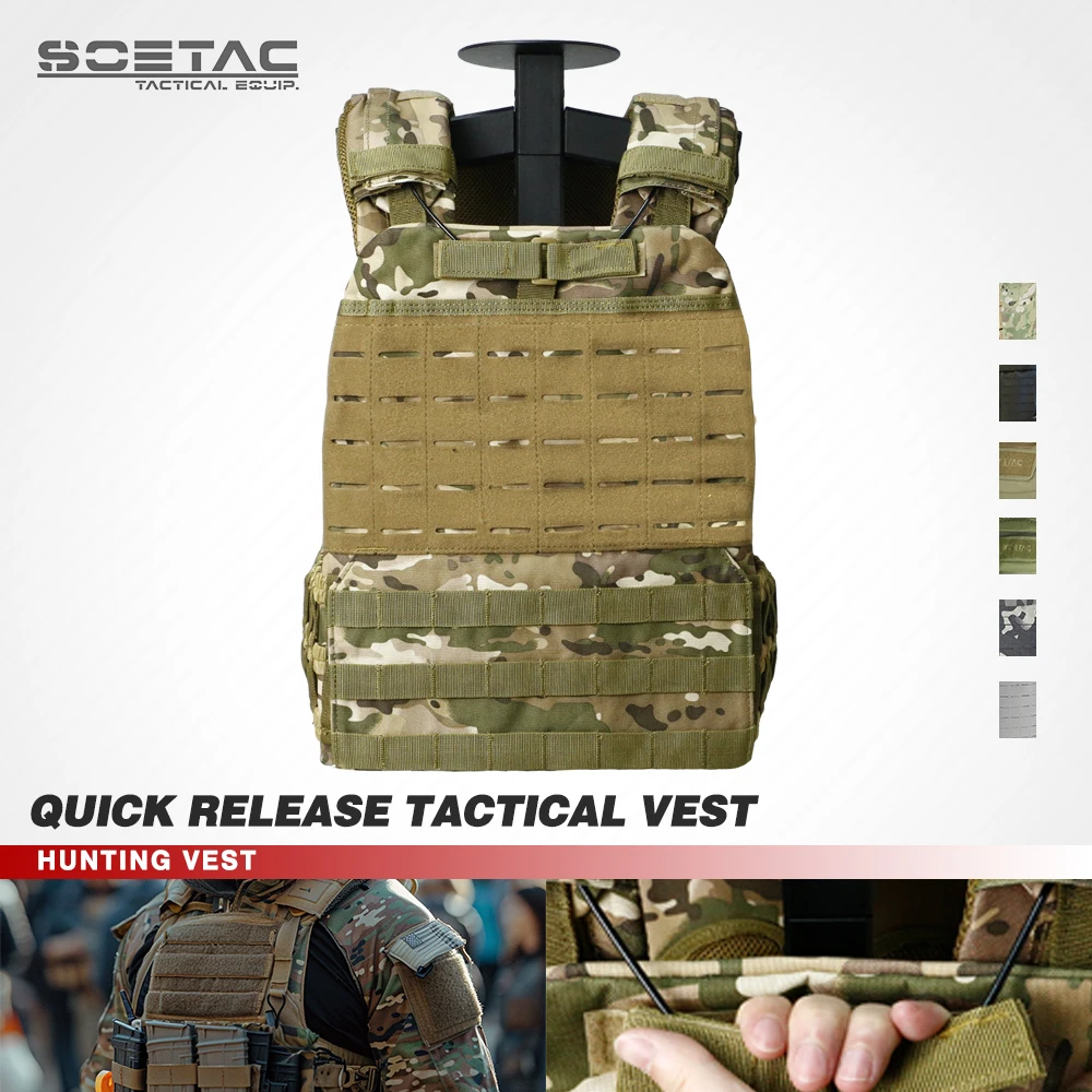 SOETAC Tactical Vest Style Lightweight Quick Release Combat Equipment Adjustable Airsoft Carrier Plate Carrier Protective