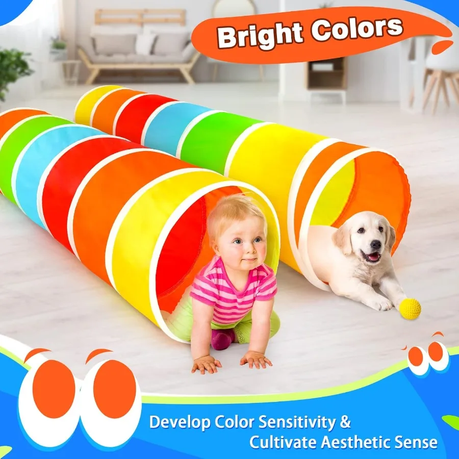 Kids Play Tunnel Tent for Toddlers, Colorful Pop Up Crawl Tunnel Toy for Baby or Pet with Breathable Mesh, Collapsible Gift for