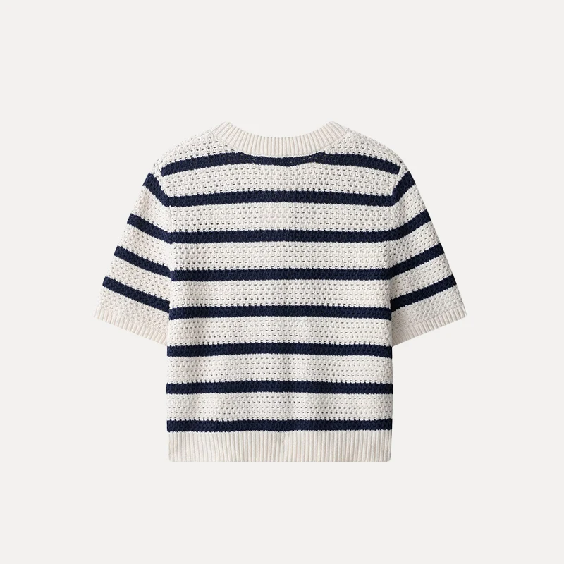 เสื้อคาร์ดิแกนถักไหมพรมผู้หญิง สปริง 2025 สไตล์สตรีท ทรงหลวม แขนยาว ลายทาง ความยาวปกติ