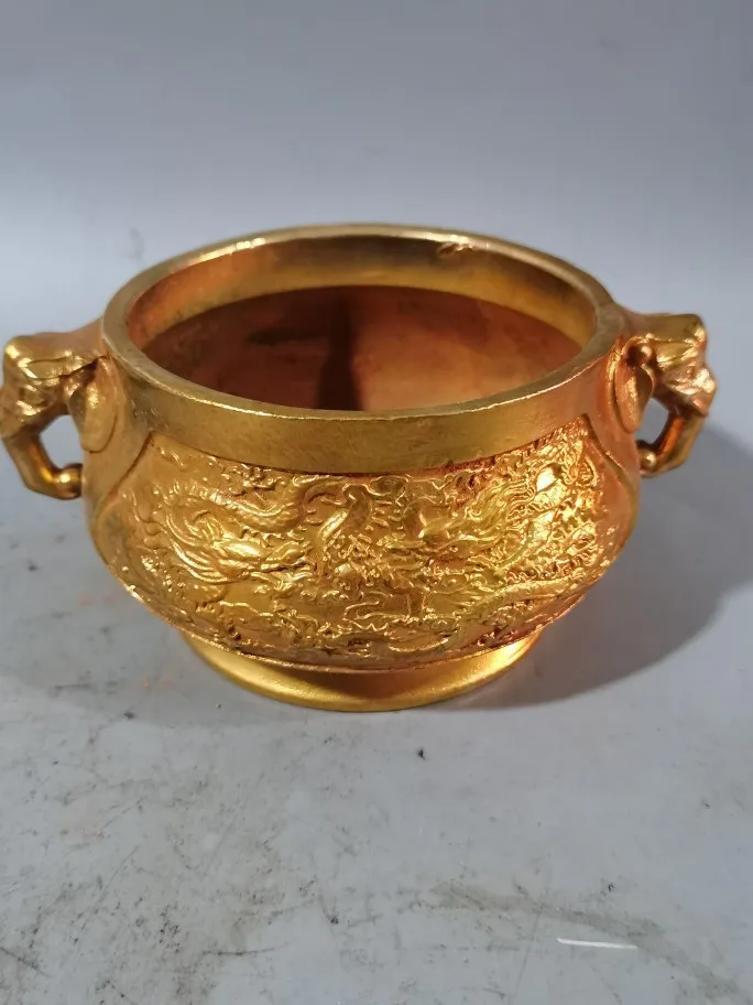 First level, gilded elephant double ear incense burner with unique design