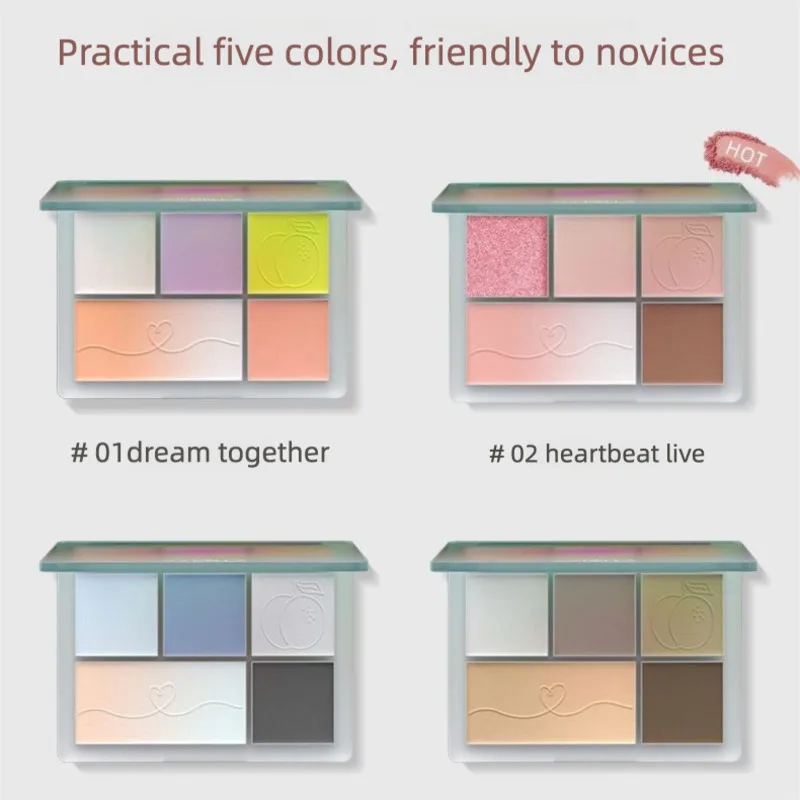 Sitiya 5-Color Eyeshadow Palette Natural Nude Peach Earth Tone Matte Morandi Pure Desire Multi-Color for Beginners Milk Tea Them