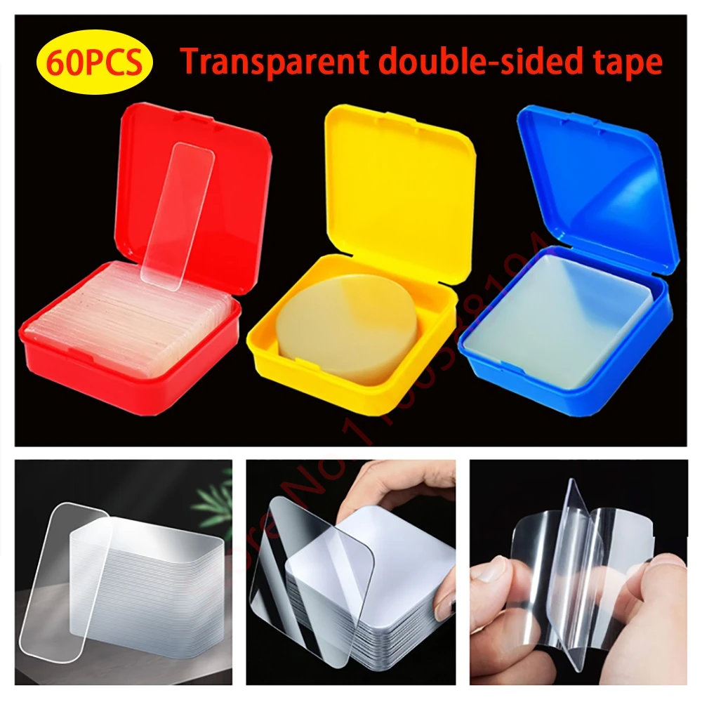 Upgraded Double Side Adhesive Tape Transparent Tapes With Box Reusable Waterproof Home Wall Sticker Washable Nano Strong Glue