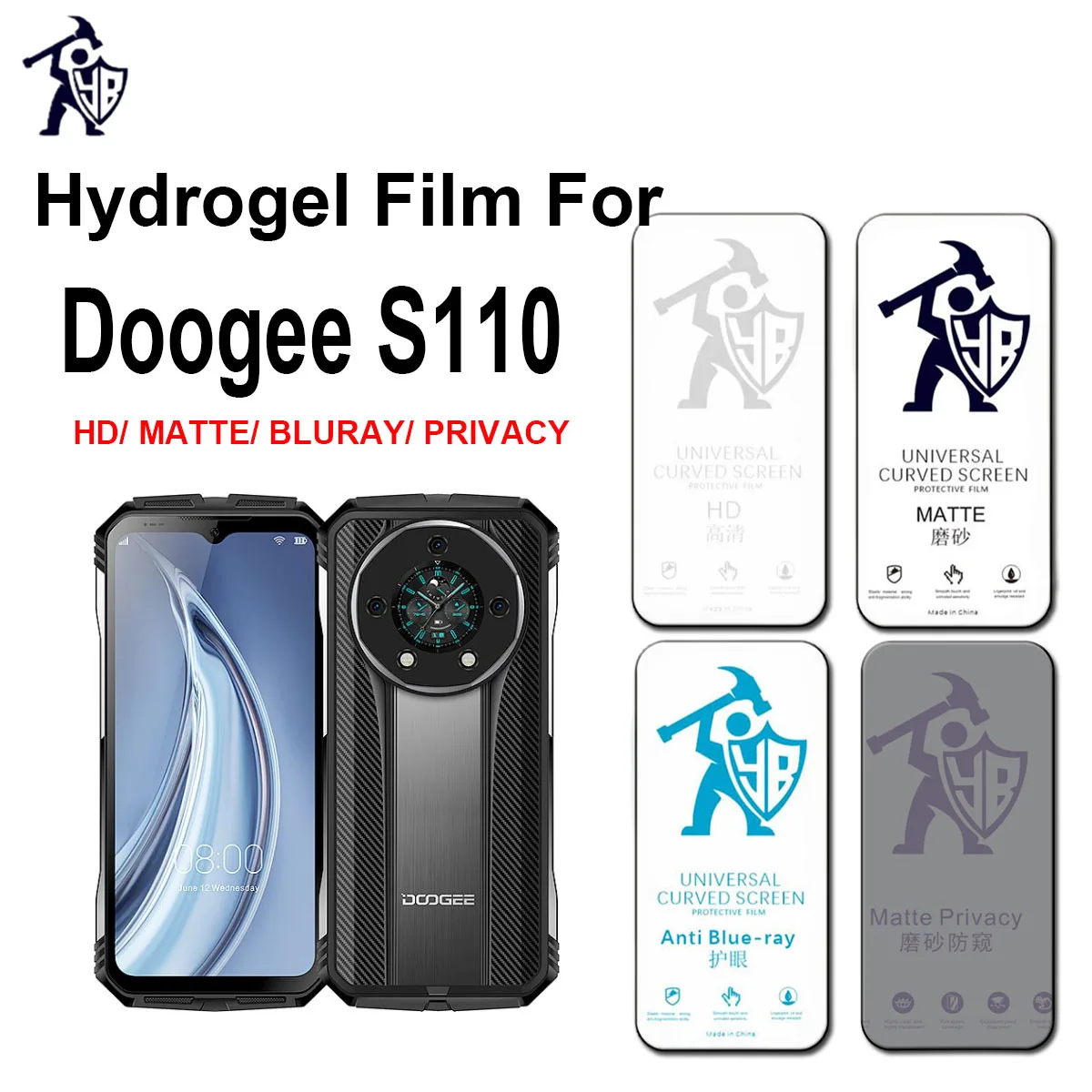 فيلم HD أصلي لـ Doogee S110 ، واقي الشاشة ، شفاف ، متجمد ، بلوري ، خصوصية ، مطفي ، غير زجاجي ، 2