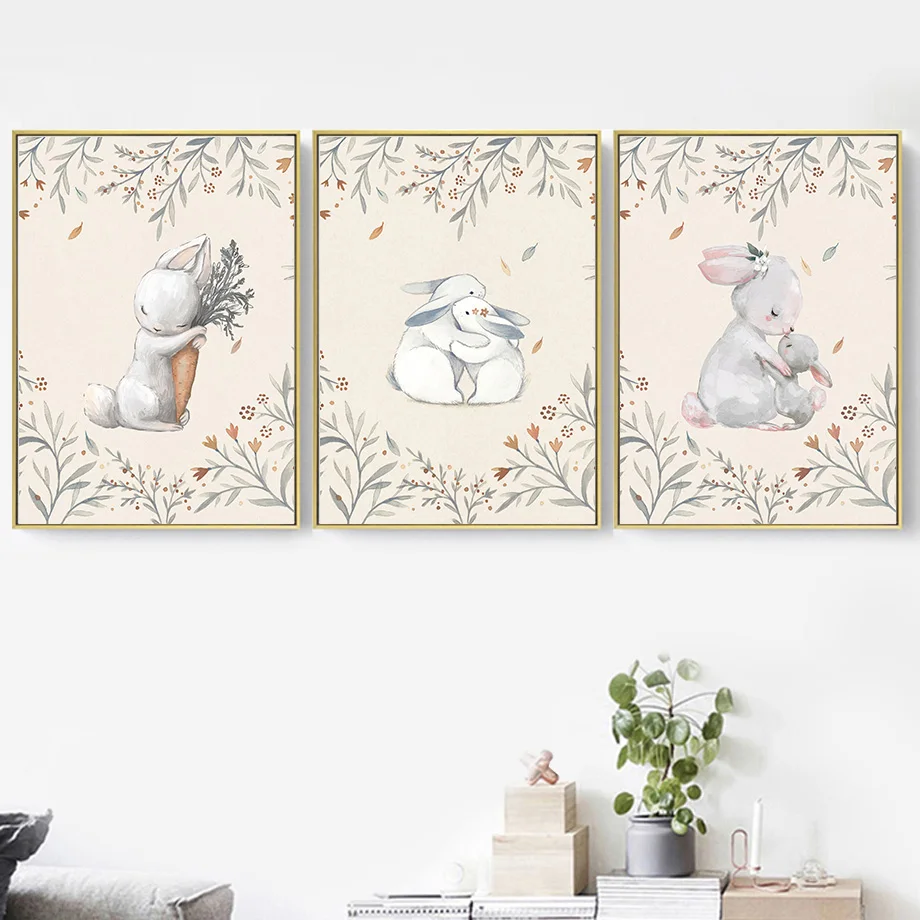 Deer Rabbit Fox Squirrel Bear Animals Nursery Wall Art Canvas Painting Nordic Posters And Prints Wall Pictures Kids Room Decor