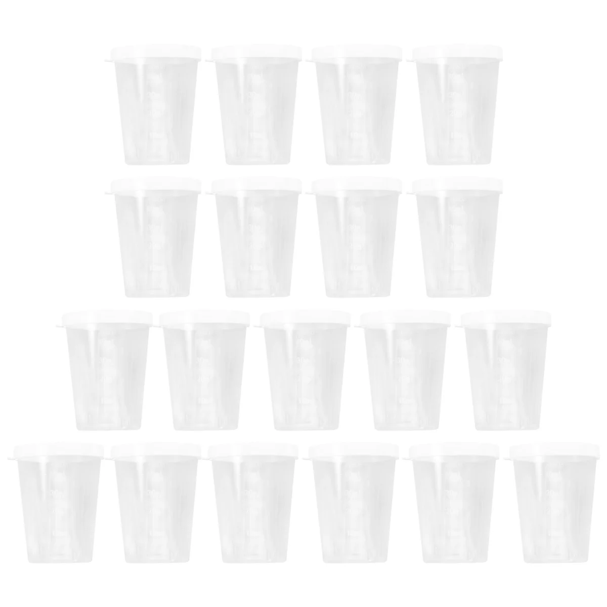 

50Pcs Plastic Measuring Cups Transparent Leakproof Lid Kitchen Laboratory Sample Collection Liquid Solid Measurement Scale