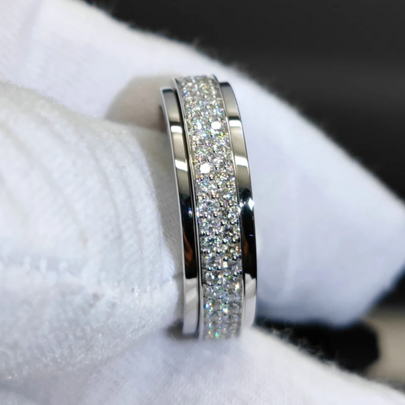 9K Au375 White Gold Ring 1.5Carat Nature Diamond luxury with diamond transfer ring wedding Engagement Anniversary Fashion