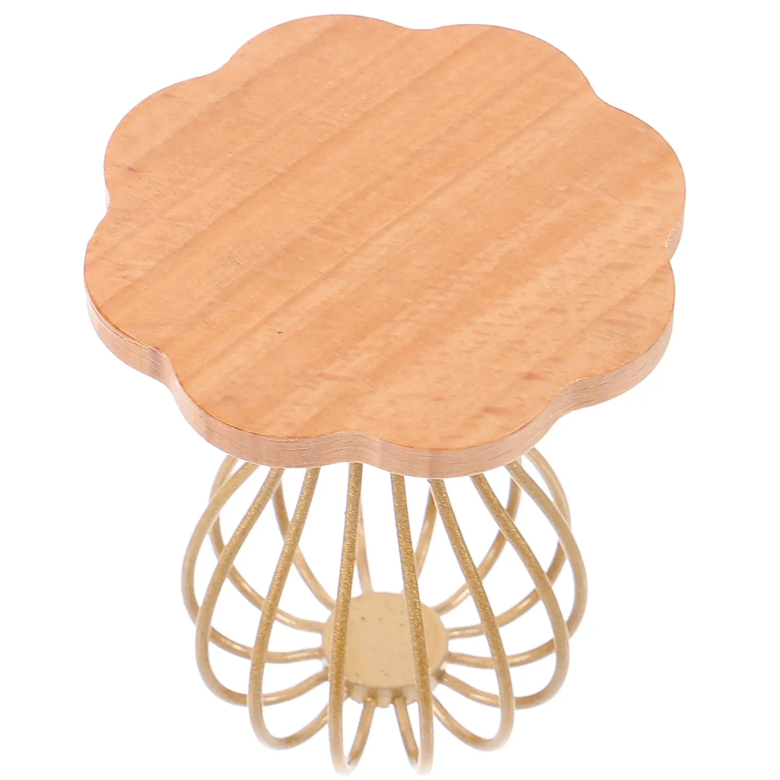 Mini House End Table Wood Metal Realistic Tiny Side Table Miniature Furniture Decoration Accessories for Home Furniture