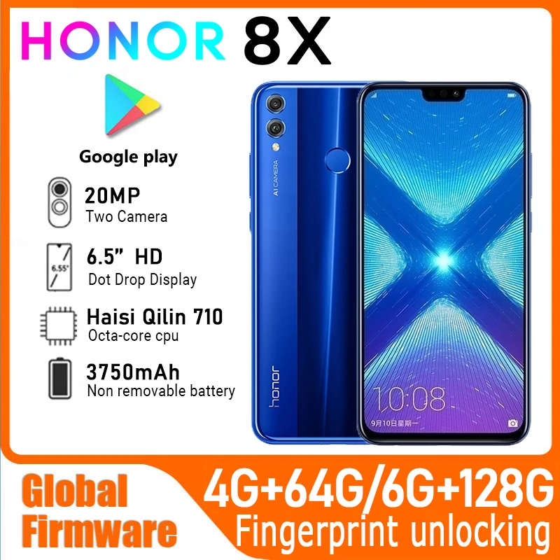 Boom OR 8X-Smartphone d'occasion, micrologiciel global, processeur Haisi Qilin 710, 6.5 pouces, 3750mAh, caméra arrière 20MP