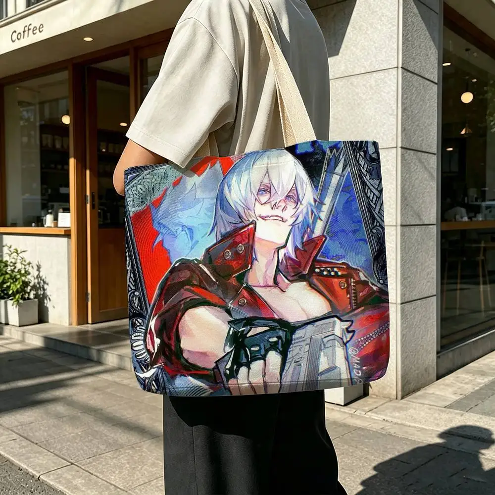 D-Dante D-Devil May Cry 5 Printed Canvas Shoulder Tote Bag for School Work and Commute 5