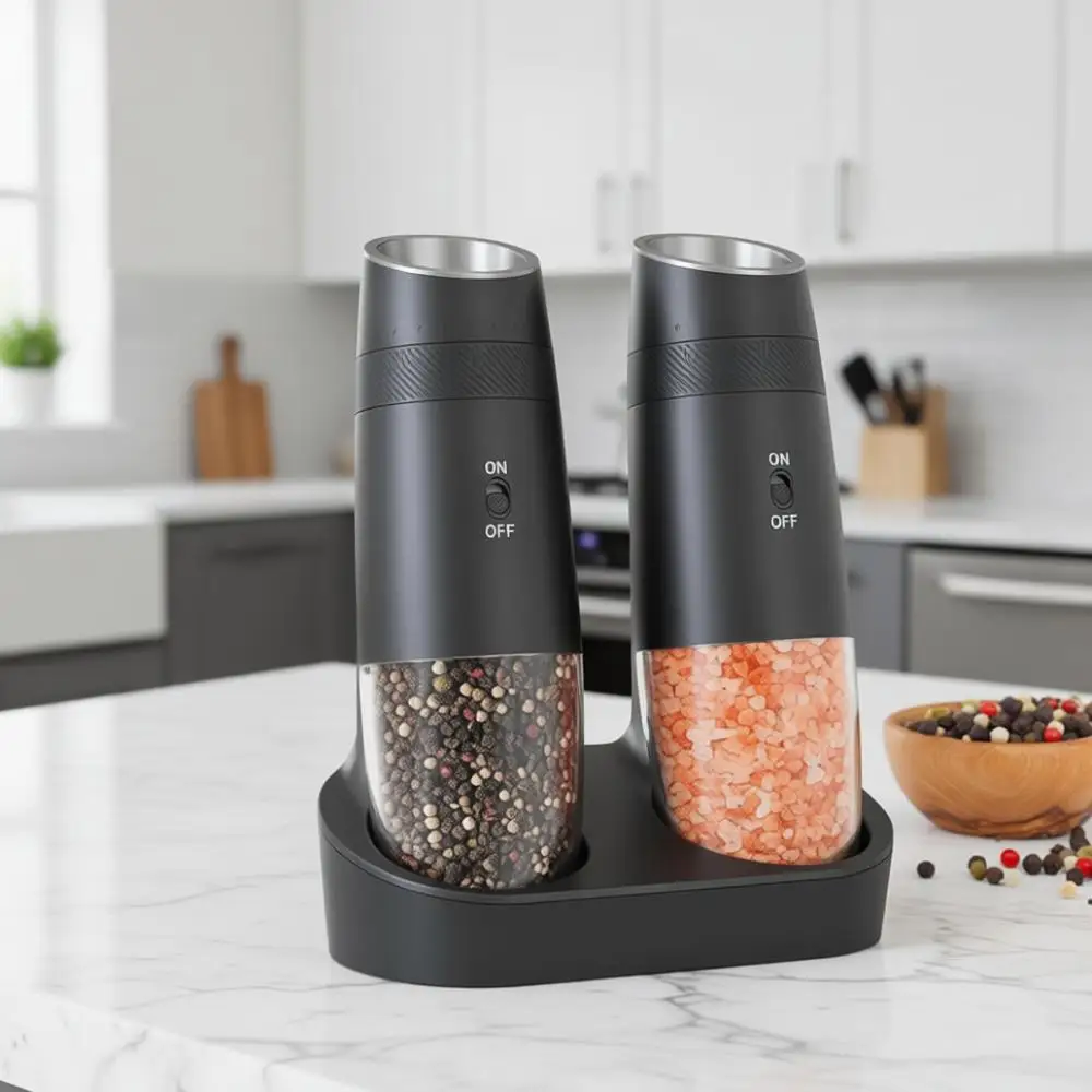 

Автоматическая мельница для перца с улучшенной перезаряжаемой базой, регулируемой степенью помола, LED-подсветкой, удобная для кухни и использования на улице