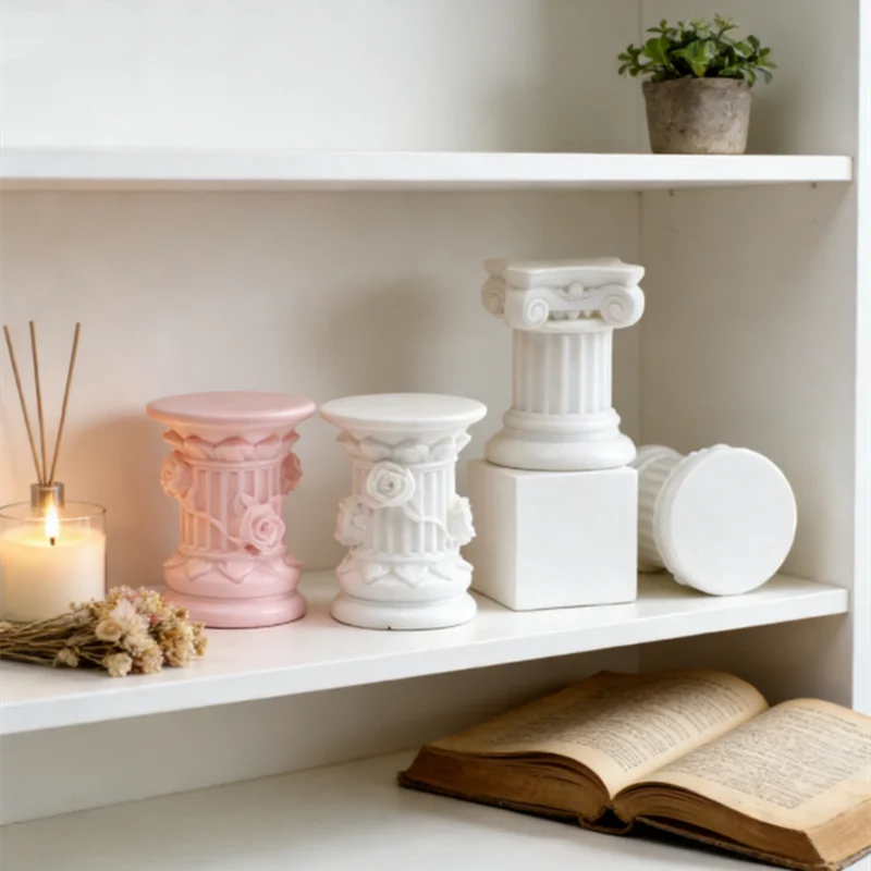 Columna Decorativa Romana, Pedestal de Columna Griega, Candelabro, Decoración de Comedor Interior y Figura Decorativa para Jardín