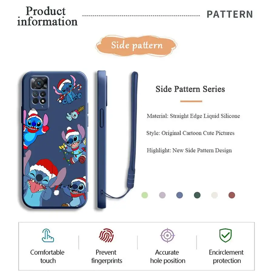 Disney Stitch Christmas Case for Xiaomi Redmi Note 12s 11s 10 14 Pro Plus 13 12 ProPlus 10 11 Pro 10Lite Soft Cover