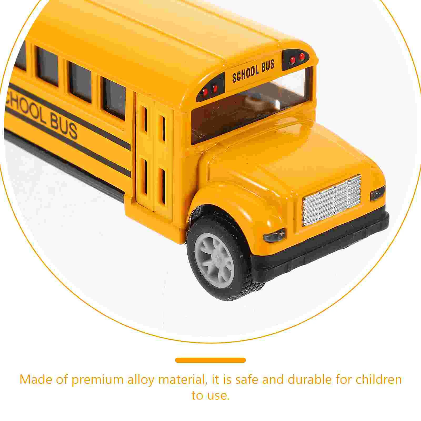 Children’s Toys School Bus Model with Pull-Back Action Die Cast Car Push and Go Yellow