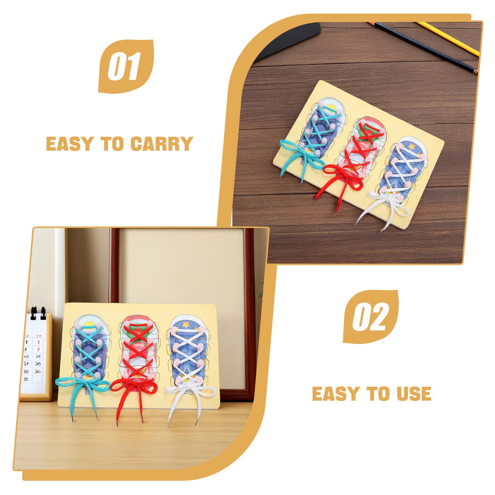 3 stücke Holz Schnürsenkel Threading Kinder Kleinkinder Lernen, Schuhe Binden Pädagogisches Vorschule Puzzle Spiel Feinmotorik Entwicklung