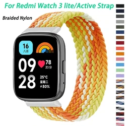 Braided Solo Loop Strap For Redmi Watch 3 lite Nylon Band For Xiaomi Watch3 Active Wristband Elastic Weave Bracelet Correa Belt
