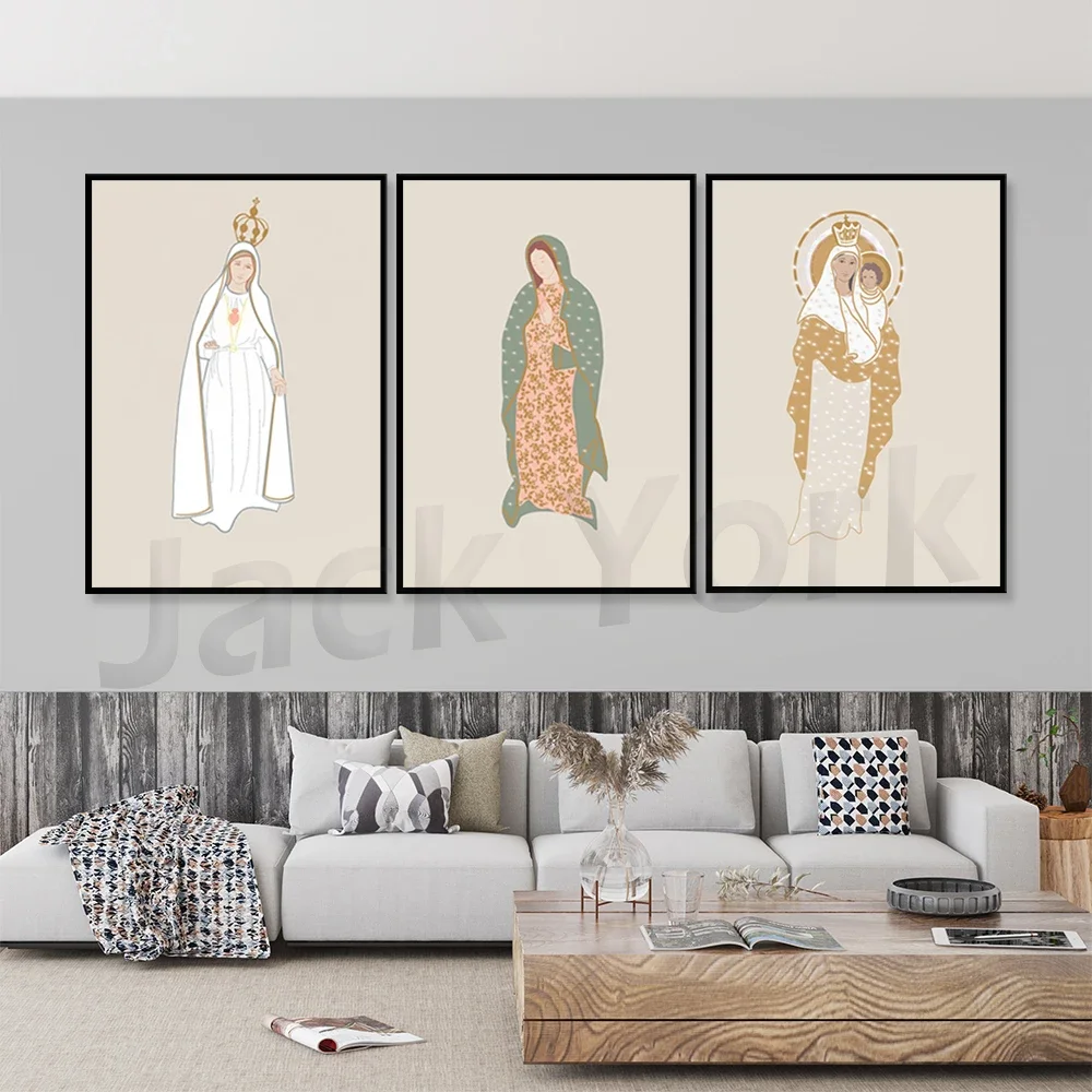 Neutral Minimalist Our Lady of Guadalupe Fatima Siluva Catholic Art Print