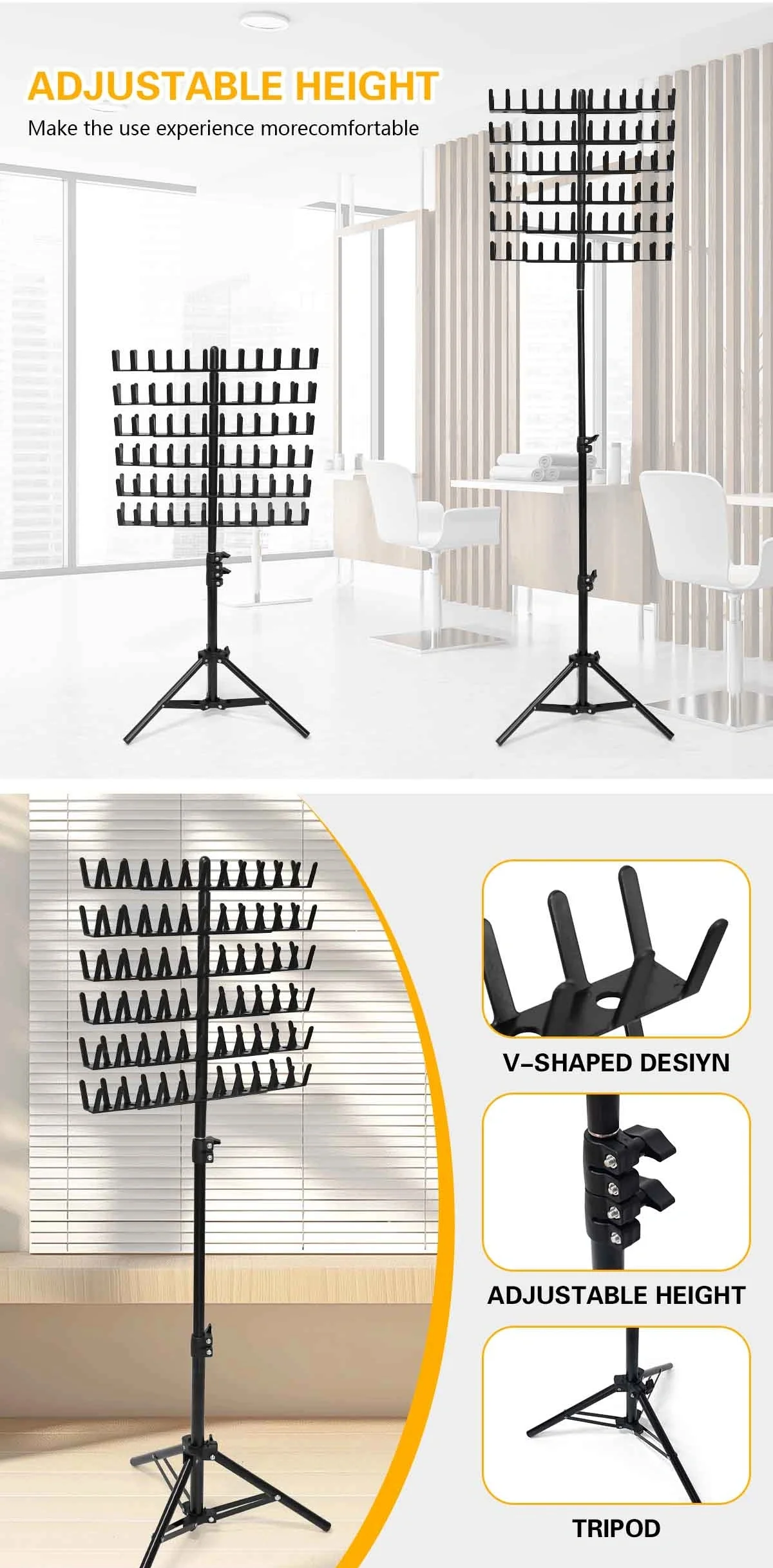 144 Heringe Haar geflecht Rack 2 seitige Haar gestelle für Geflechte stehen höhen verstellbar Geflecht Rack Halter Stylisten Braiders Tool – Detail 3