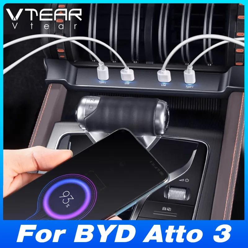 

Для BYD Atto 3 2022-2024 USB Type-C адаптер-сплиттер быстрое зарядное устройство шунтирующий концентратор док-станция аксессуары для модификации интерьера