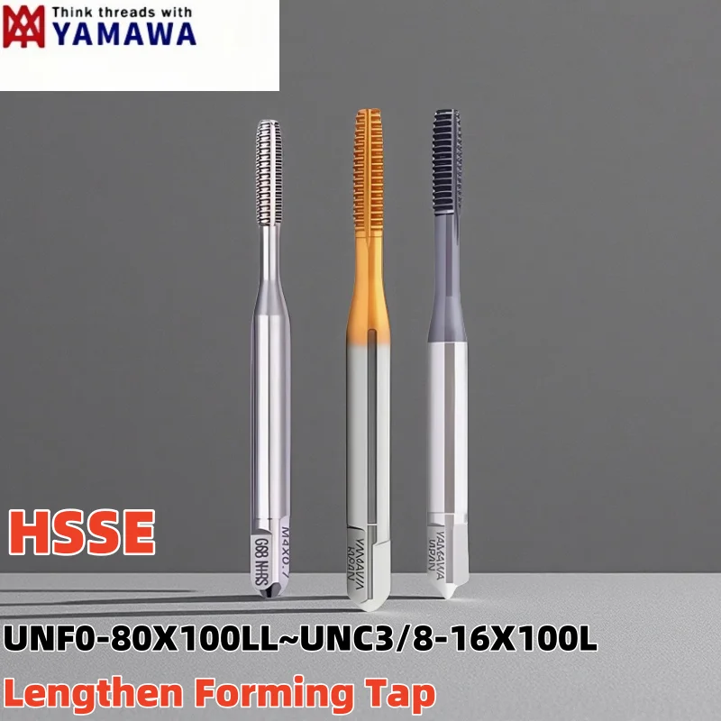 Japan YAMAWA HSSE Lengthen 100MM American Forming Taps TIN-Coating UNF UNC 0-80 2-56 4-40 8-32 10-24  1/4 5/16 Screw Thread Taps