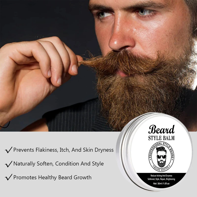 Beard Balm For Men Natural Beard Care Wax Balm Moisturizing Dashing Gentlemen Effect Beard Styling Professional Care Cream