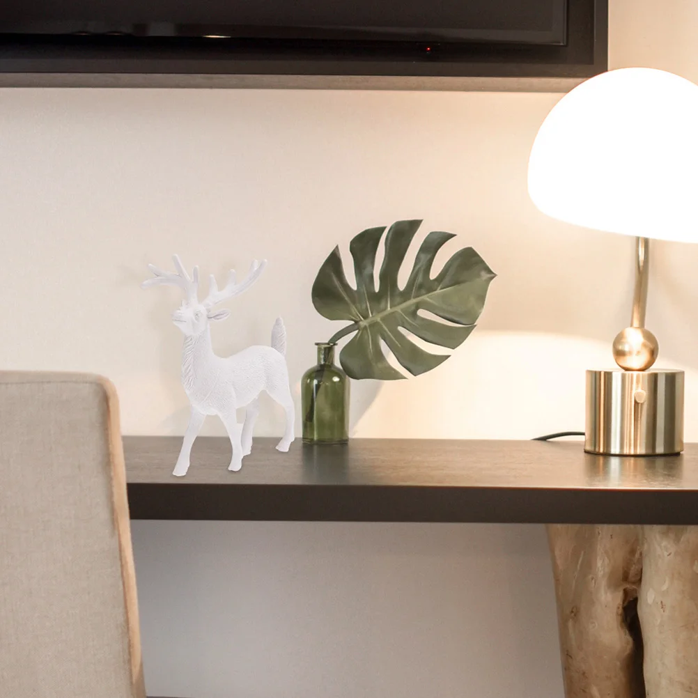 

5Pcs Christmas Reindeer Decorations White Plastic 14cm Mini Elk Sculpture Xmas Festive Home Decor Christmas Reindeer Figurines