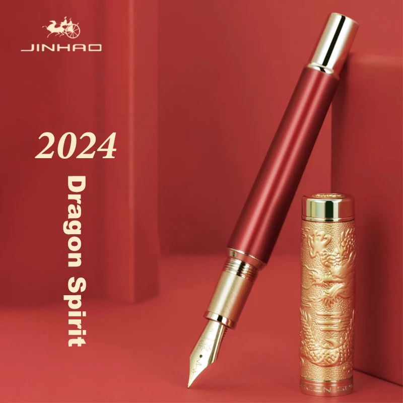 

Jinhao 2024 Dragon Spirit Fountain Pen Elegant F Heartbeat Type Nib Metal Pen Student School Stationery Business Office Supplies