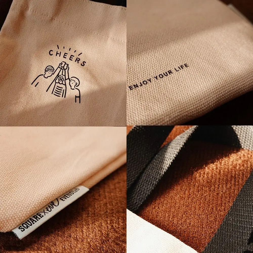 

Reusable Canvas Milk Tea Tote Bag Carrying Traveling Handheld Bag Eco-friendly Handbag