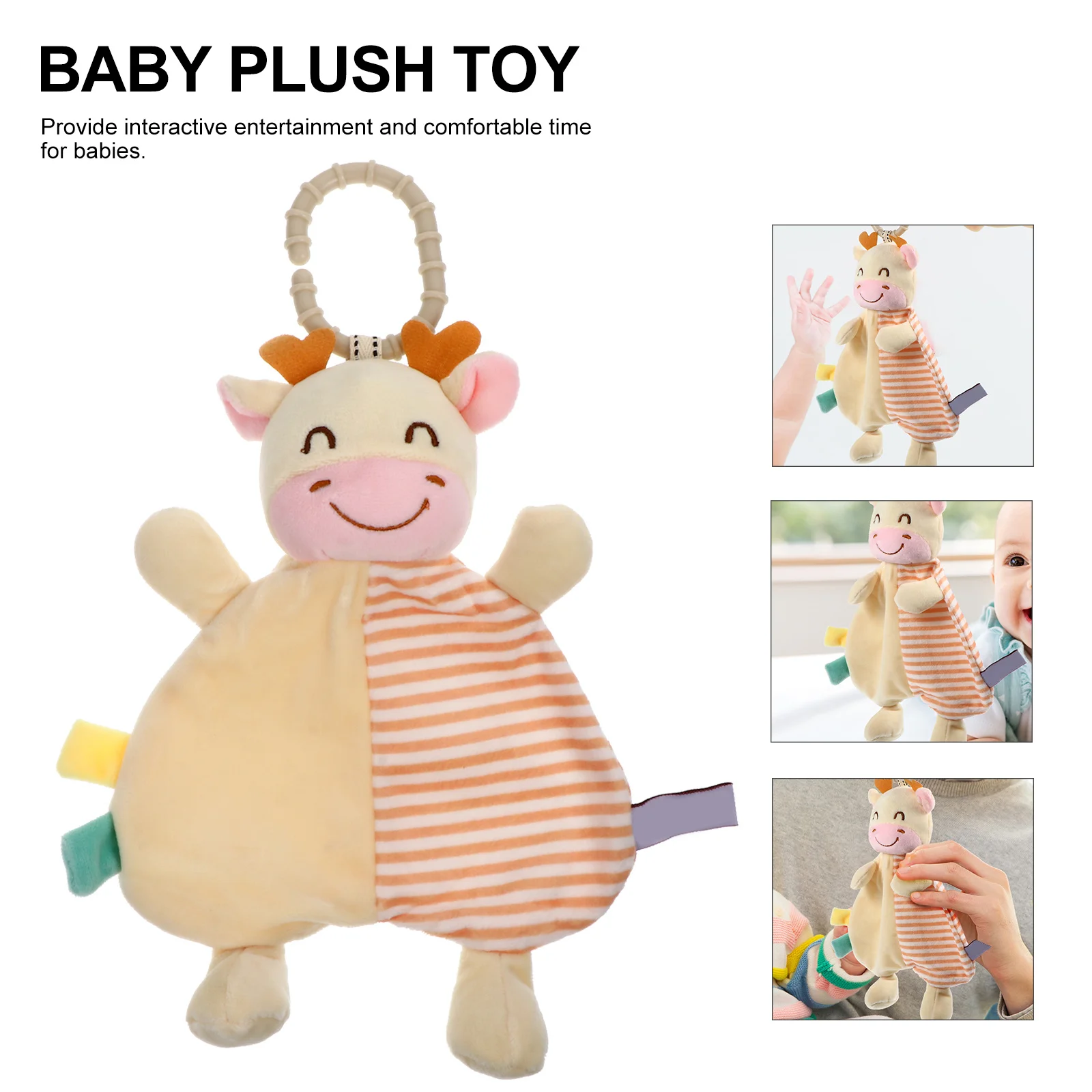 1-delige baby rustgevende handdoek diervorm zachte veiligheidsdeken voor pasgeboren baby zintuiglijke stimulatiedoek