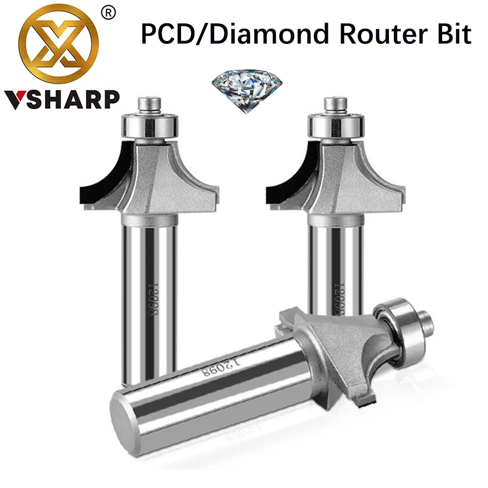 

Vsharp Diamond Round Corner Router Bit PCD 2 Flutes R Chamfering Milling Cutter Wood MDF HPL Cutting Smoothly No Burr Longlife