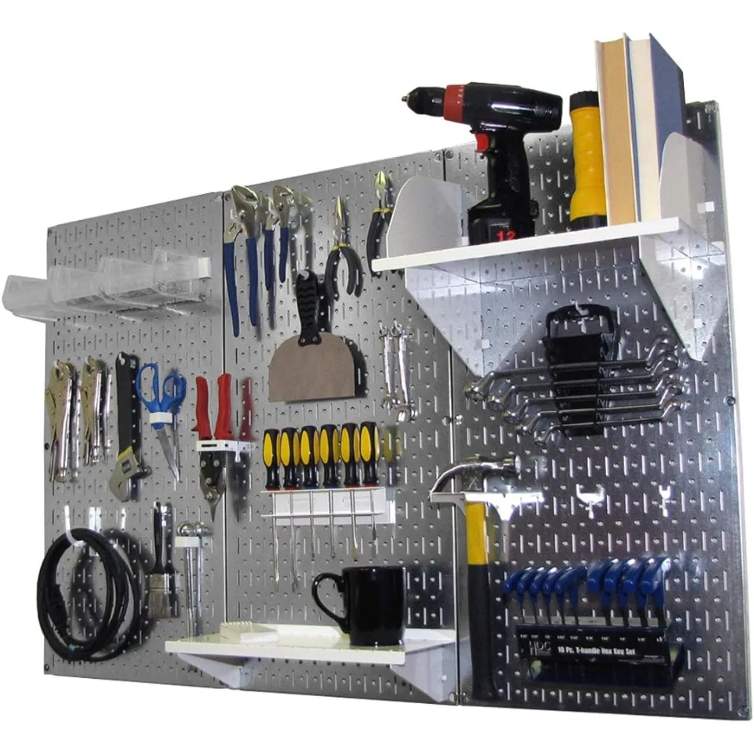 NEW Pegboard Organizer Wall Control 4 ft. Metal Pegboard Standard Tool Storage Kit with Galvanized Toolboard & White Accessories