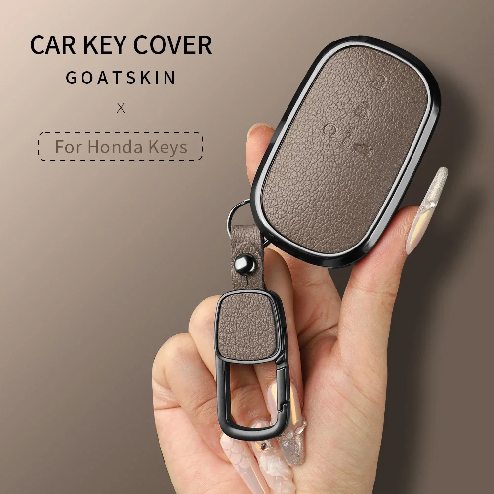 

Metal and Leather Car Key Case Cover For Honda Civic 11th 2022 for Honda 2022 2023 2024 Civic for Accord CR-V HR-V Pilot