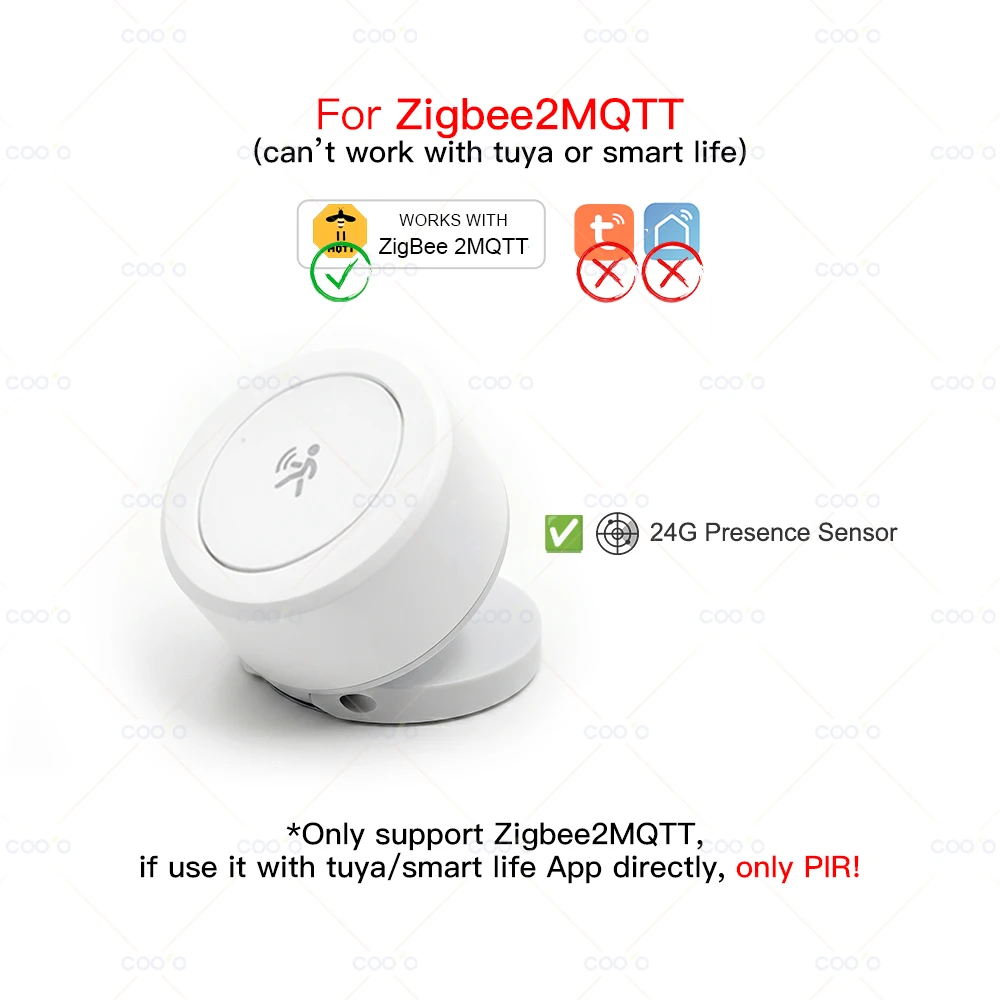 Tuya ZigBee 24G MmWave Radar-Anwesenheitsdetektor mit Magnetplatte und Beleuchtungs-, Temperatur- und Feuchtigkeitssensor für Z2M
