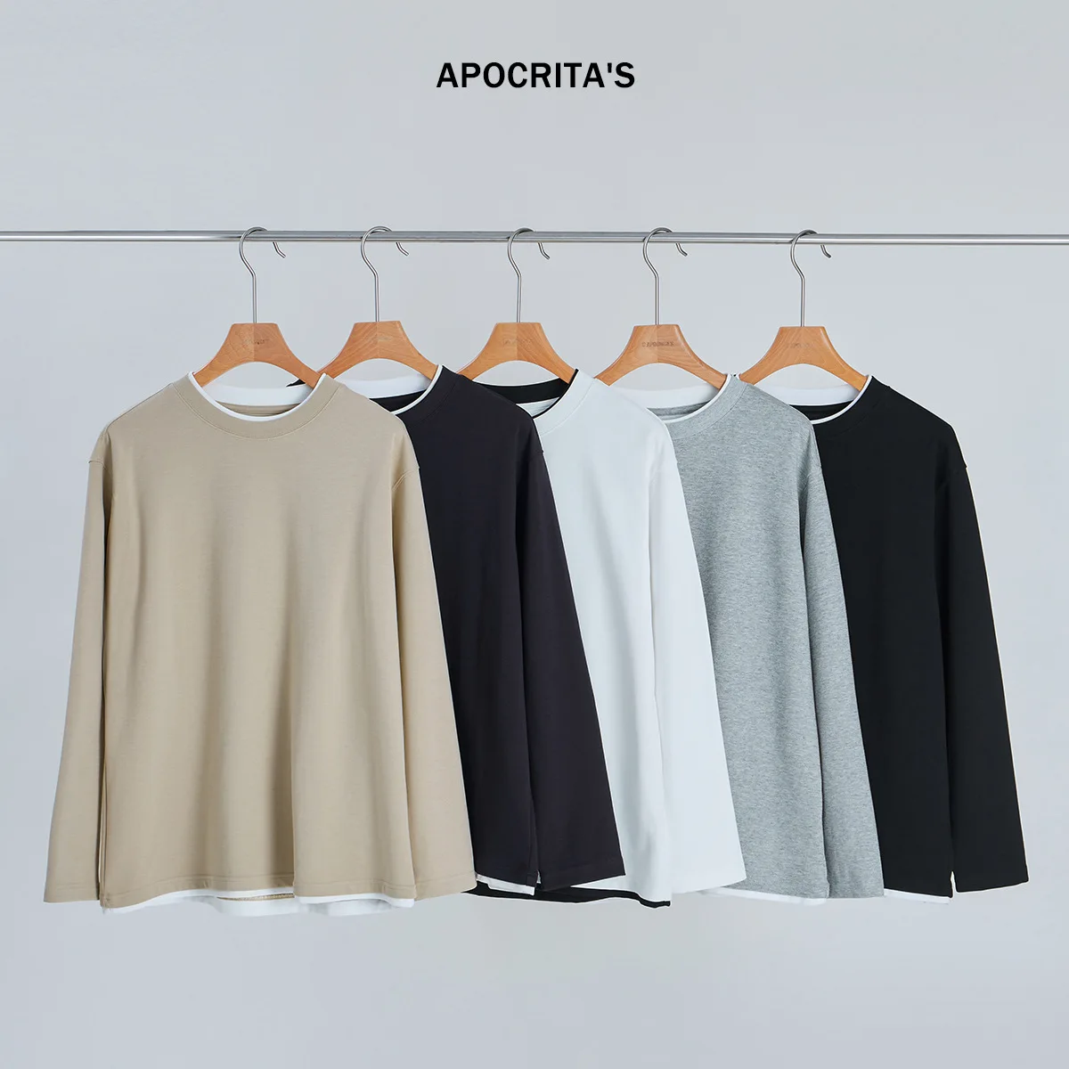 

Loose Fit Long Sve T-irt round Ne Casual Base Layer irt Autumn Season Color Top APO Collection