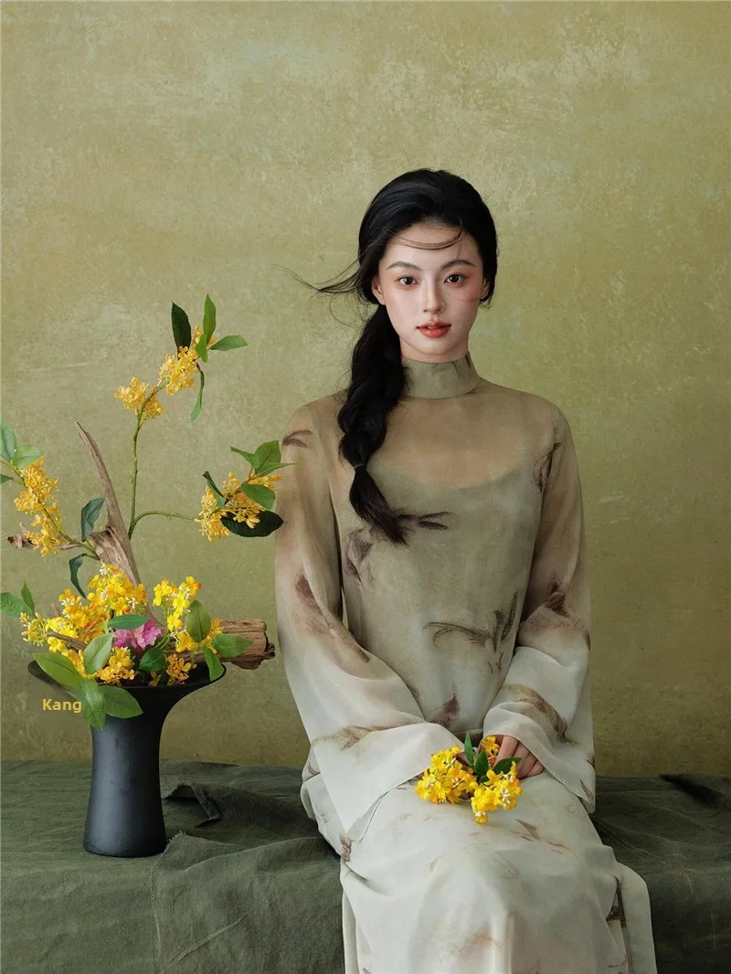 

New Vintage Oil Painting Zen Sle Portrait High-End Art Photoaphy Clothing Retro Theme Photo Studio oot Traditional Costume
