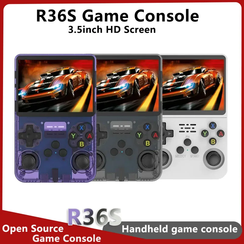 

R36s Retro Handheld Game Console Open Source Linux 3.5-inch IPS Screen Portable Gandheld 64GB Games Rechargeable Video Player